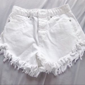WHITE HIGH RISE SHORTS
